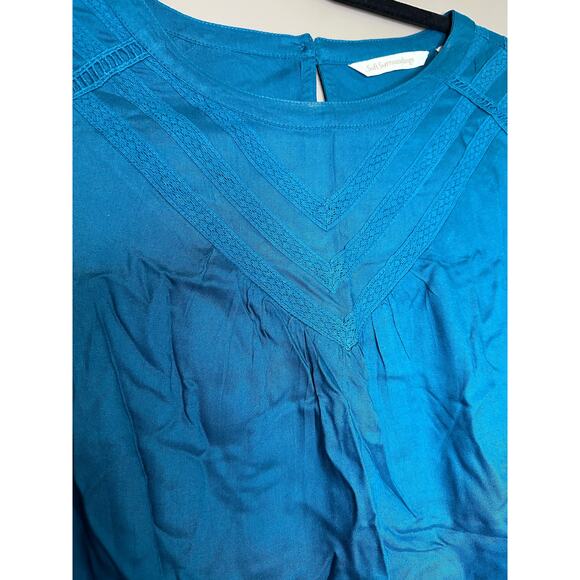 Soft Surroundings Blue Turquoise Long Sleeve 'Lithonia' Tunic Blouse Size XS - Picture 3 of 6